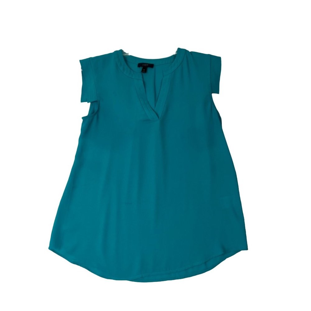 J CREW Teal Sleeveless Top with V-Neckline Size 4 Good Condition